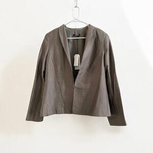 Eileen Fisher NWT Silk Blazer Small Gray Brown Clay Textured Jacket 100% Silk